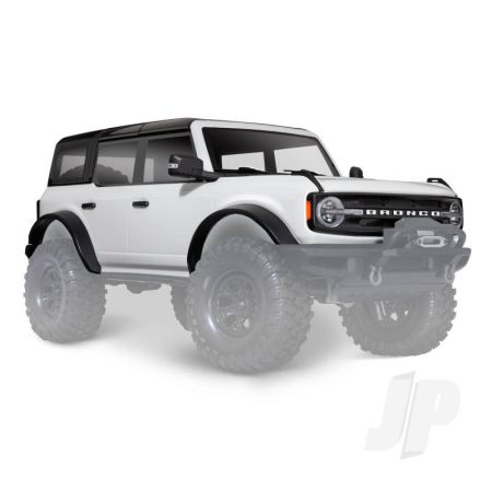 Traxxas Body, Ford Bronco (2021), Complete, Oxford White (Painted) (Includes Grille, Side Mirrors, Door Handles, Fender Flares, Windshield Wipers, Spare Tire Mount, & Clipless Mounting) (Requires #8080X Inner Fenders) (TRX9211L) Traxxas Body, Ford Bronco (2021), Complete, Oxford White (Painted) (Includes Grille, Side Mirrors, Door Handles, Fender Flares, Windshield Wipers, Spare Tire Mount, & Clipless Mounting) (Requires #8080X Inner Fenders) (TRX9211L)