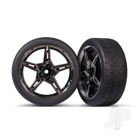 Traxxas Tyres And Wheels, Assembled, Glued (Split-Spoke Black Chrome Wheels, 1.9' Response Tyres) (Front) (2) (TRX9370) Traxxas Tyres And Wheels, Assembled, Glued (Split-Spoke Black Chrome Wheels, 1.9' Response Tyres) (Front) (2) (TRX9370)