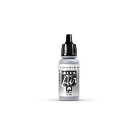 AV Vallejo Model Air 17ml - Silver (RLM01) (Metallic)
