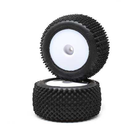 Losi Pin Tires, Rear, Mounted, White (2): Mini-T 2.0 (Z-LOS41013) Losi Pin Tires, Rear, Mounted, White (2): Mini-T 2.0 (Z-LOS41013)