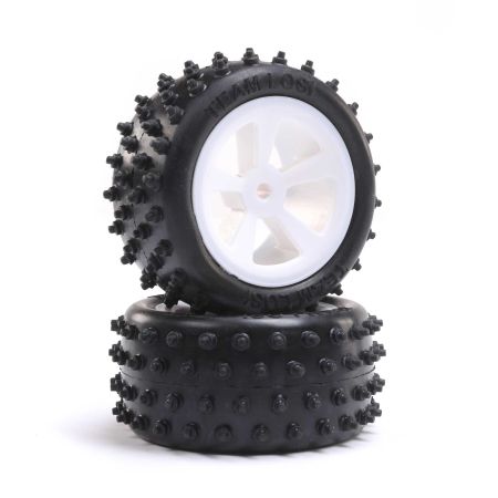 Losi 4 Row Rear Tires, Mounted, White (2): Mini JRX2 (Z-LOS41024)