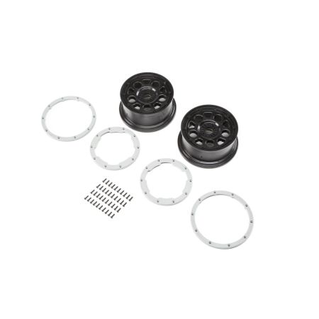 Losi Wheel, Black; Beadlock, Silver (2): DBXL-E (Z-LOS45015) Losi Wheel, Black; Beadlock, Silver (2): DBXL-E (Z-LOS45015)