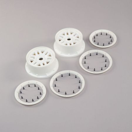 Losi Wheel & Beadlock Set, White (2): 5ive-T 2.0 (Z-LOS45026) Losi Wheel & Beadlock Set, White (2): 5ive-T 2.0 (Z-LOS45026)