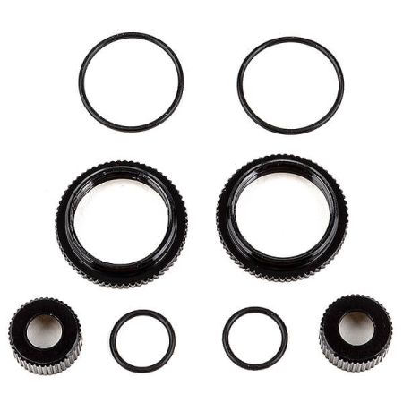Team Associated 13mm Shock Collar And Seal Retainer Set, Black Aluminium (AS91929) Team Associated 13mm Shock Collar And Seal Retainer Set, Black Aluminium (AS91929)