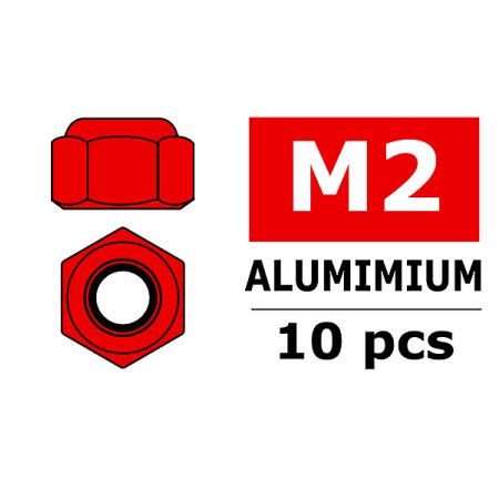 Corally Aluminium Nylstop Nut M2 Red 10 Pcs (C-3106-20-5) Corally Aluminium Nylstop Nut M2 Red 10 Pcs (C-3106-20-5)