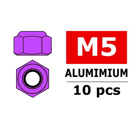 Corally Aluminium Nylstop Nut M5 Purple 10 Pcs (C-3106-50-2)