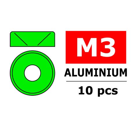Corally Aluminium Washer For M3 Flat Head Screws Od=8mm Green (10Pcs) (C-3213-30-1)