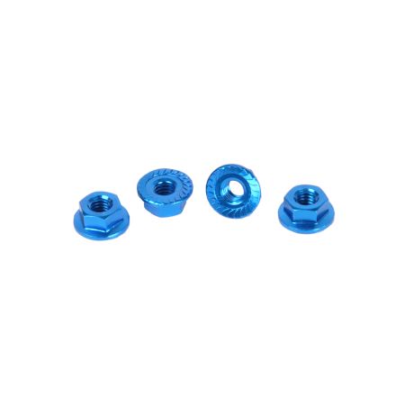 Core RC - Serrated Alloy M4 Nuts; Blue pk 4 (CR035) Core RC - Serrated Alloy M4 Nuts; Blue pk 4 (CR035)