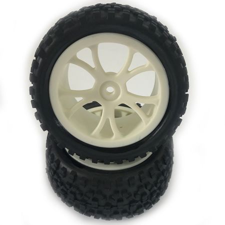 Fastrax 1:10th Mounted Cuboid Buggy Rear Tyres White 10-Sp (FAST0037W) Fastrax 1:10th Mounted Cuboid Buggy Rear Tyres White 10-Sp (FAST0037W)