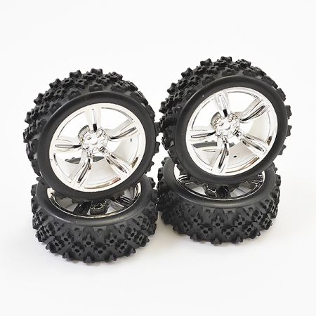 Fastrax 1:10 Touring Wheel/ Rally Block 5-Spoke Chrome (4) Fastrax 1:10 Touring Wheel/ Rally Block 5-Spoke Chrome (4)