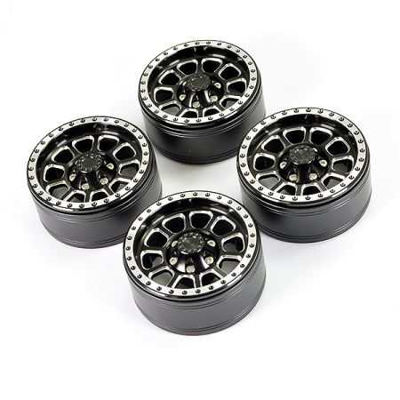 Fastrax Aluminum Beadlock Ten 1.9" Wheels - Black (4Pc) (FAST0141BK)