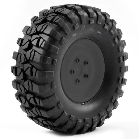 FTX Outback Pre-Mounted Steel Look Lug/Tyre (2) - Black (FTX8172B) FTX Outback Pre-Mounted Steel Look Lug/Tyre (2) - Black (FTX8172B)