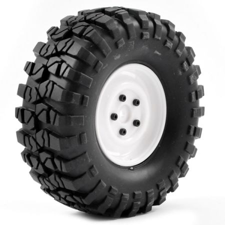 FTX Outback Pre-Mounted Steel Look Lug/Tyre (2) - White (FTX8172W) FTX Outback Pre-Mounted Steel Look Lug/Tyre (2) - White (FTX8172W)